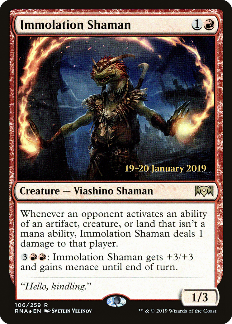 Immolation Shaman (PRE-106S) [Ravnica Allegiance Promos] Foil