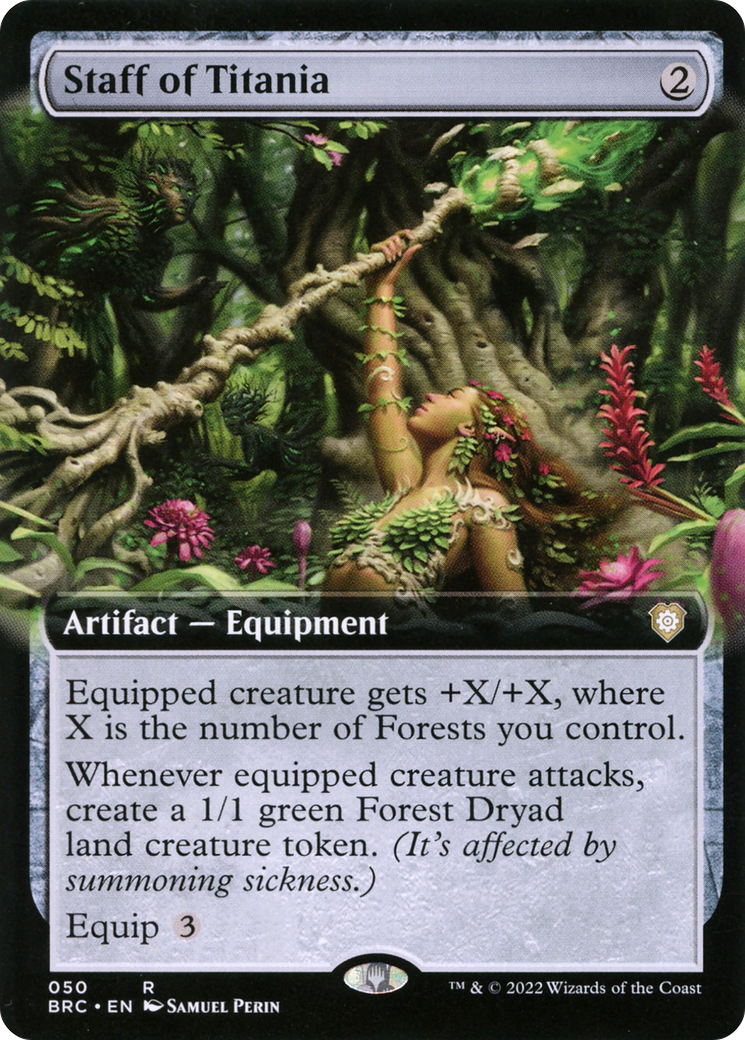Staff of Titania (Extended Art) (BRC-050) [The Brothers' War Commander]
