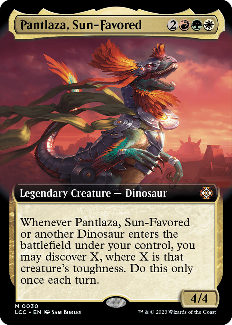 Pantlaza, Sun-Favored (LCC-030) [The Lost Caverns of Ixalan Commander]: (Extended Art) Foil