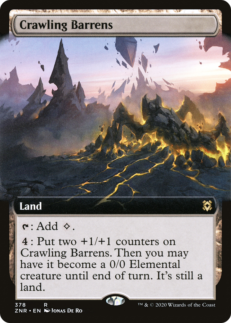 Crawling Barrens (ZNR-378) [Zendikar Rising]: (Extended Art)