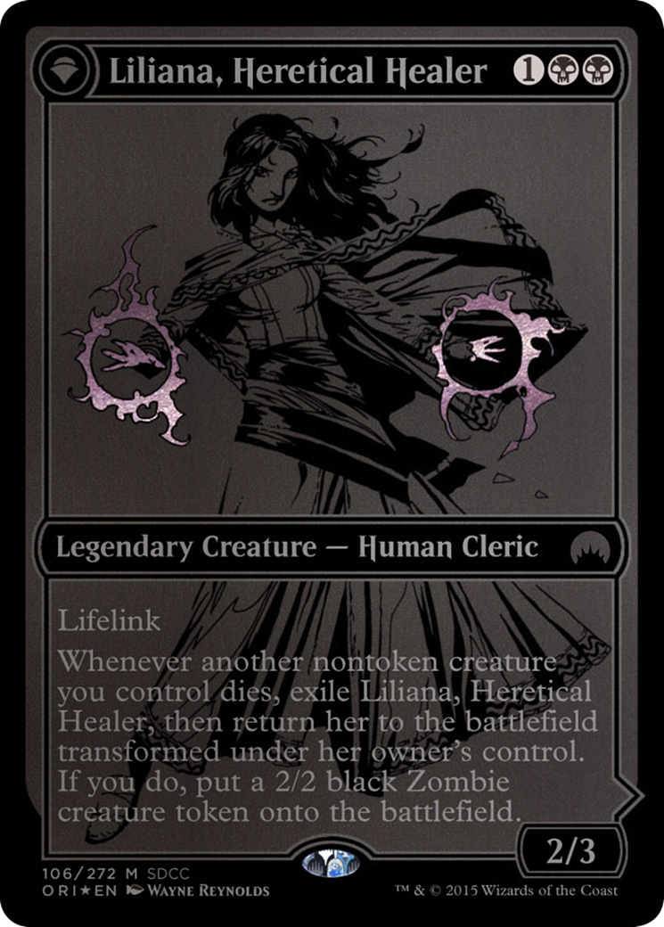 Liliana, Heretical Healer // Liliana, Defiant Necromancer (MEDIA-106) [San Diego Comic-Con 2015]: (originpwdfc) Foil