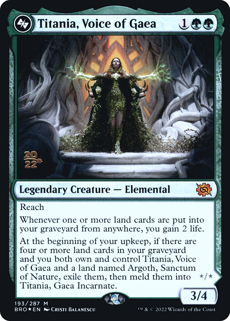 Titania, Voice of Gaea (PRE-193) [The Brothers' War Promos] Foil