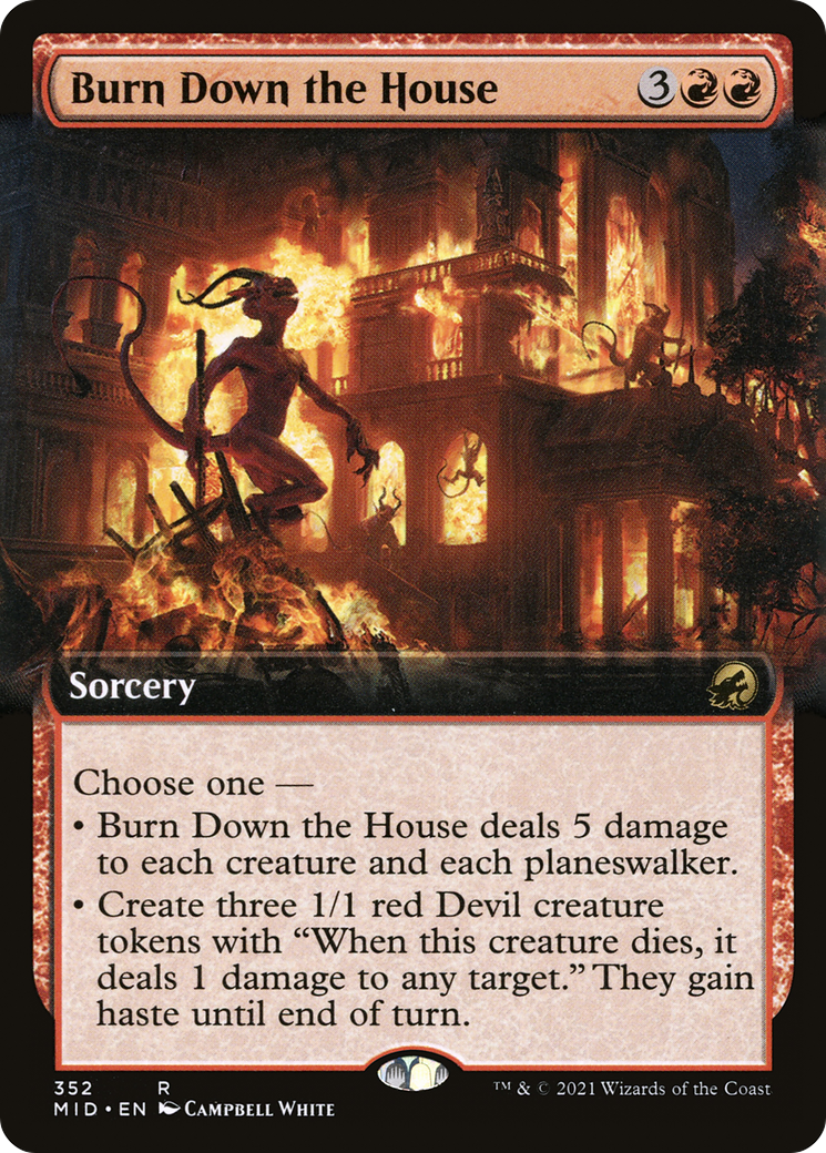 Burn Down the House (MID-352) [Innistrad: Midnight Hunt]: (Extended Art) Foil