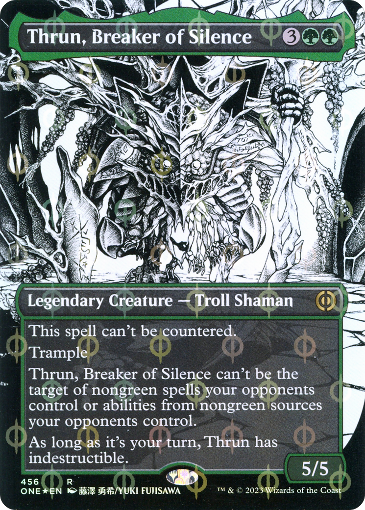 Thrun, Breaker of Silence (ONE-456) [Phyrexia: All Will Be One]: (Showcase) (Borderless) Foil