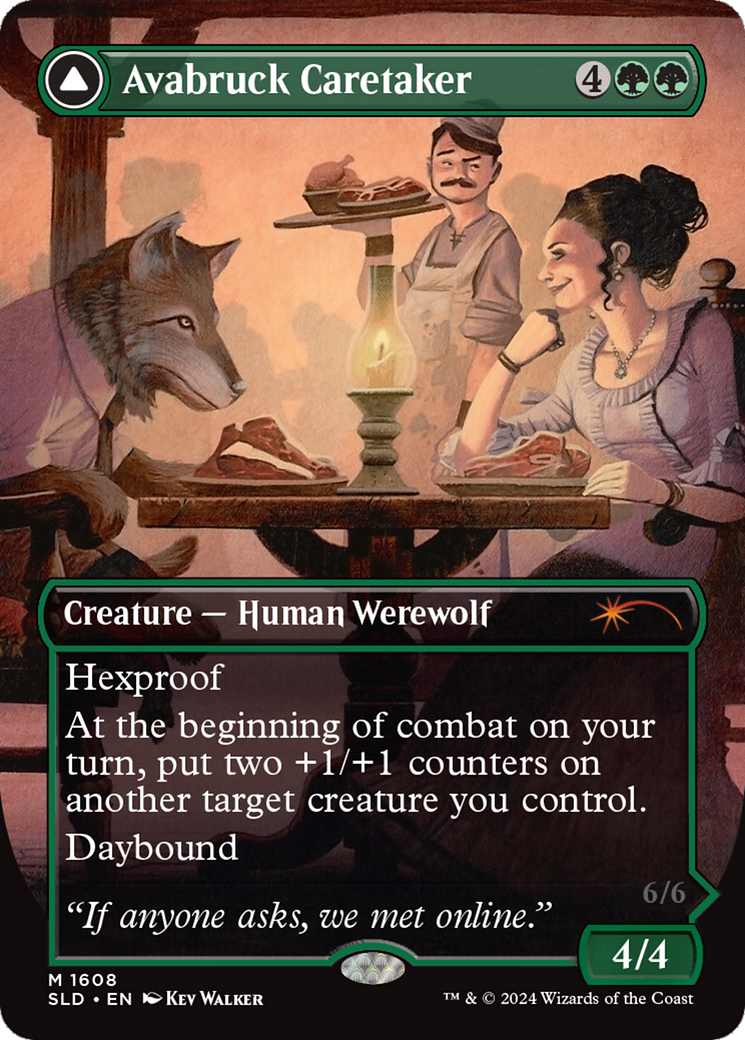 Avabruck Caretaker // Hollowhenge Huntmaster (SLD-1608) [Secret Lair Drop] (Borderless) Foil
