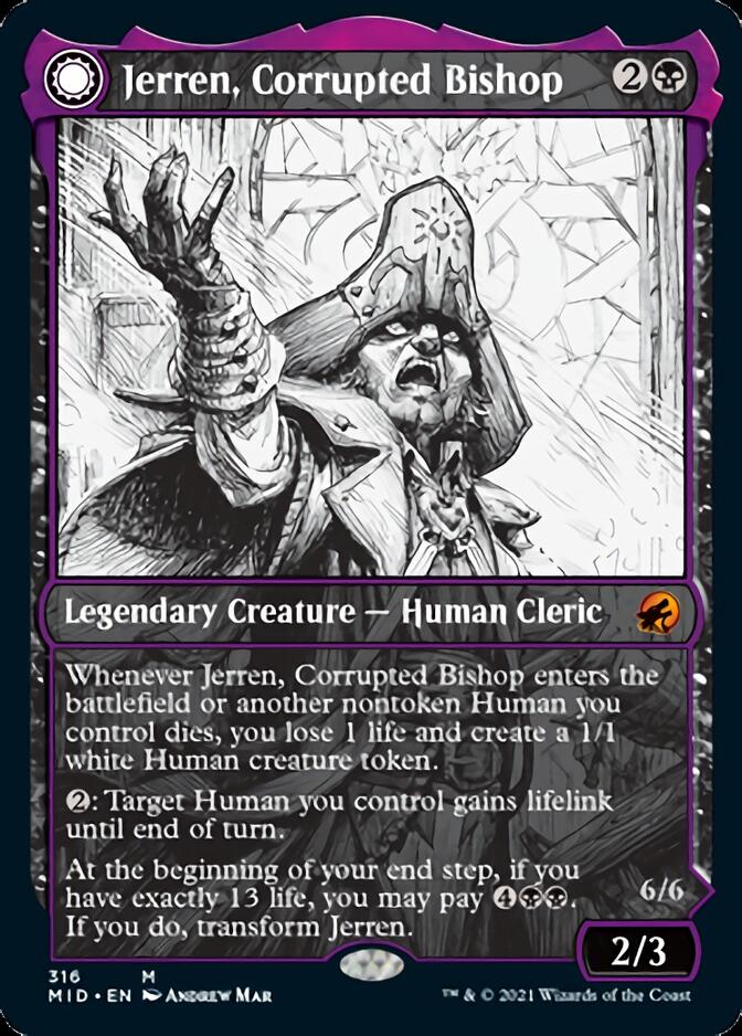 Jerren, Corrupted Bishop // Ormendahl, the Corrupter (MID-316) [Innistrad: Midnight Hunt]: (Showcase, Double Faced Transform) Foil