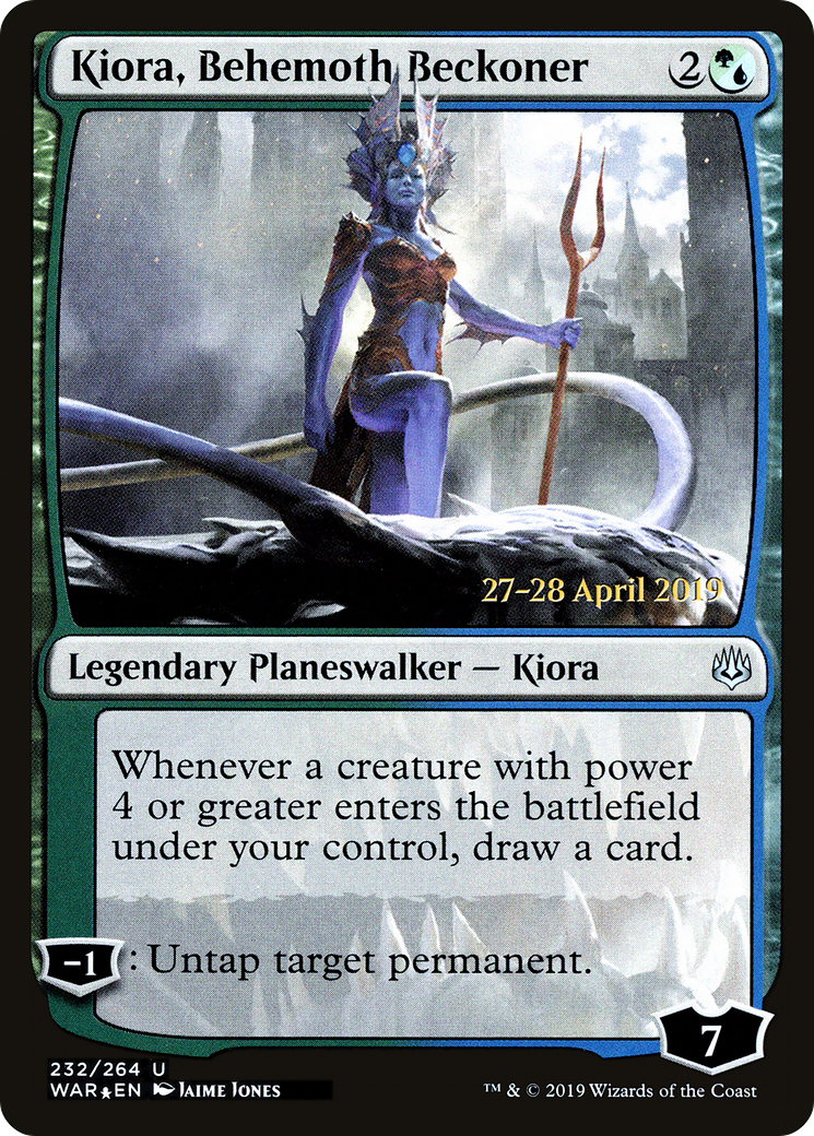 Kiora, Behemoth Beckoner (PRE-232S) [War of the Spark Promos] Foil