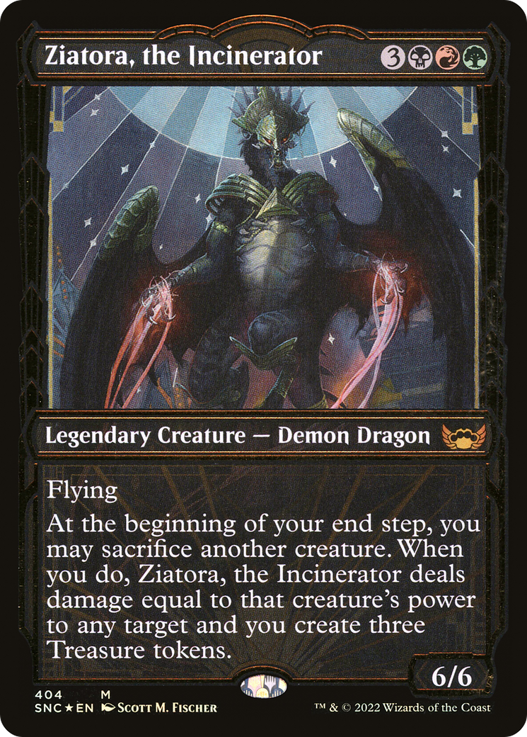 Ziatora, the Incinerator (Gilded Foil) (SNC-404) (Showcase) [Streets of New Capenna] Foil