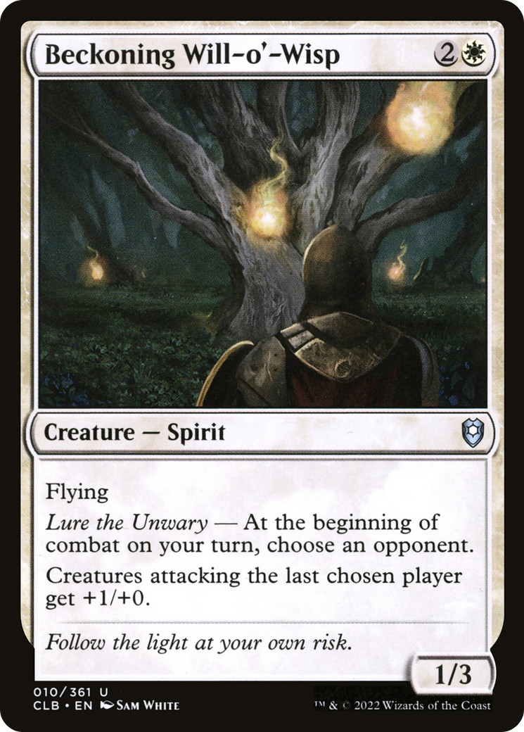 Beckoning Will-o'-Wisp (CLB-010) [Commander Legends: Battle for Baldur's Gate] Foil