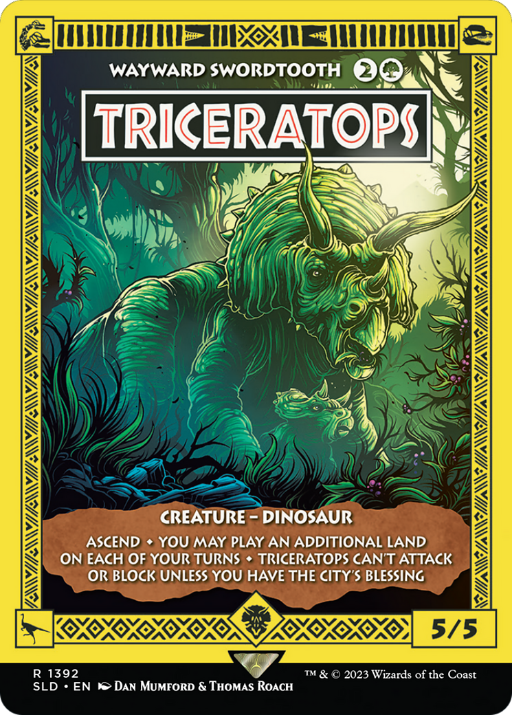 Wayward Swordtooth (SLD-1392) [Secret Lair Drop] / Triceratops (Borderless)