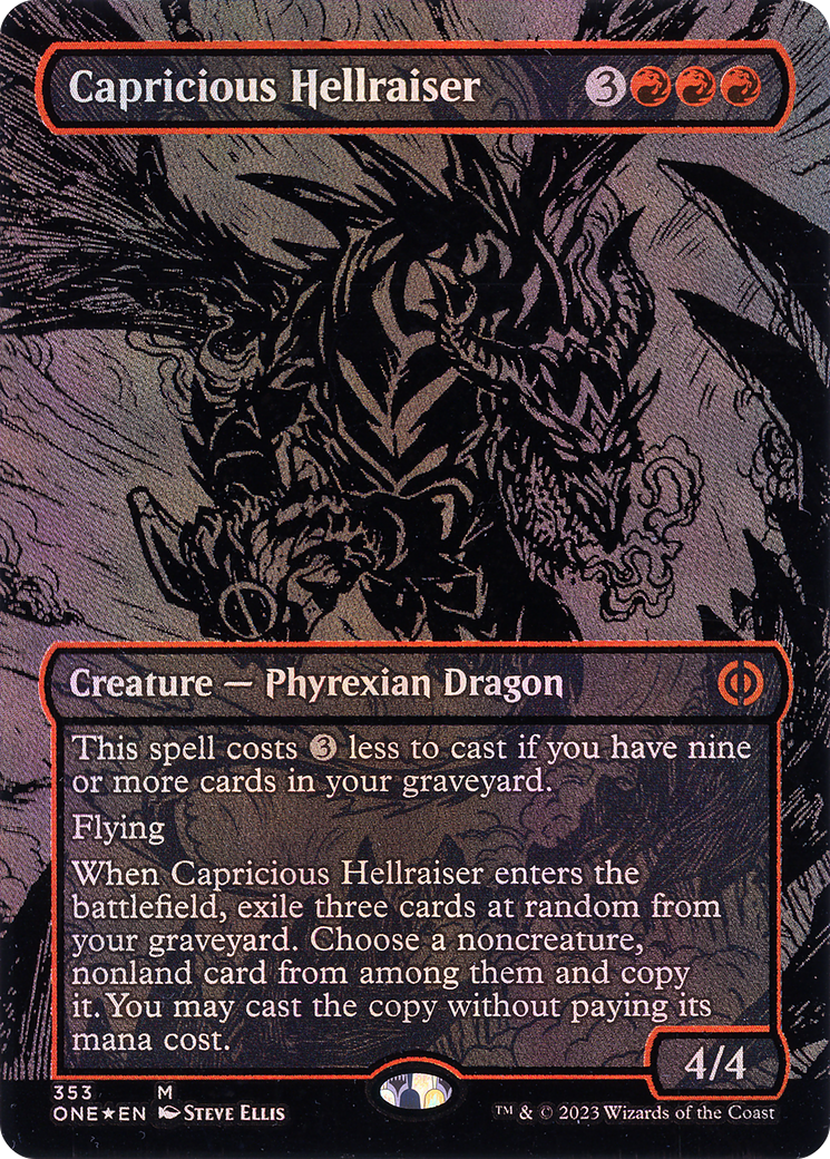 Capricious Hellraiser (ONE-353) [Phyrexia: All Will Be One] (Borderless) Foil