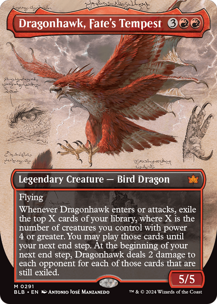 Dragonhawk, Fate's Tempest (BLB-291) [Bloomburrow]: (Showcase) (Borderless)