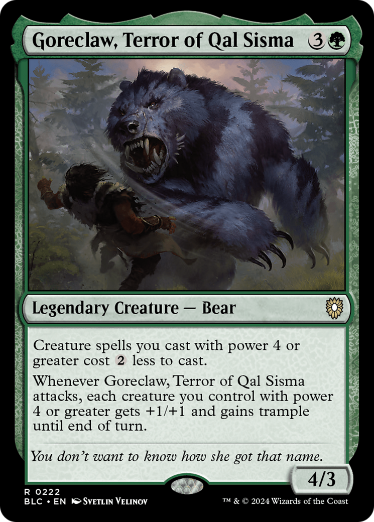 Goreclaw, Terror of Qal Sisma (BLC-222) [Bloomburrow Commander]