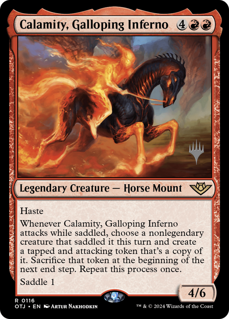 Calamity, Galloping Inferno (PPOTJ-116P) [Outlaws of Thunder Junction Promos]