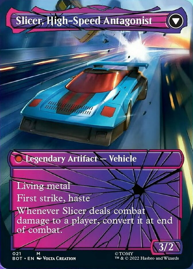 Slicer, Hired Muscle // Slicer, High-Speed Antagonist (BOT-021) [Transformers]: (shatteredglass, convertdfc) (Borderless)