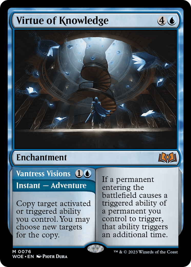 Virtue of Knowledge // Vantress Visions (WOE-076) [Wilds of Eldraine] Foil