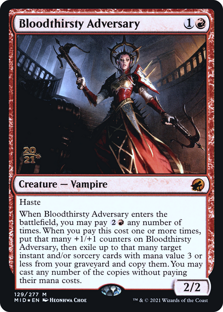 Bloodthirsty Adversary (PRE-129S) [Innistrad: Midnight Hunt Promos] Foil