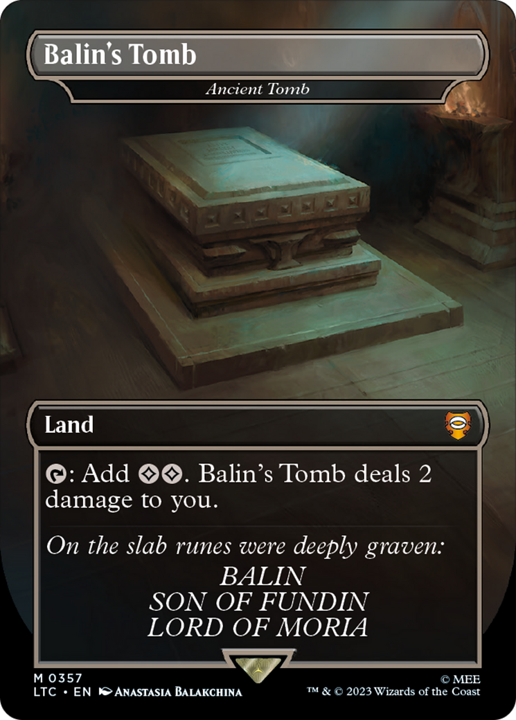 Balin's Tomb - Ancient Tomb (LTC-357) (Borderless) [Tales of Middle-earth Commander]
