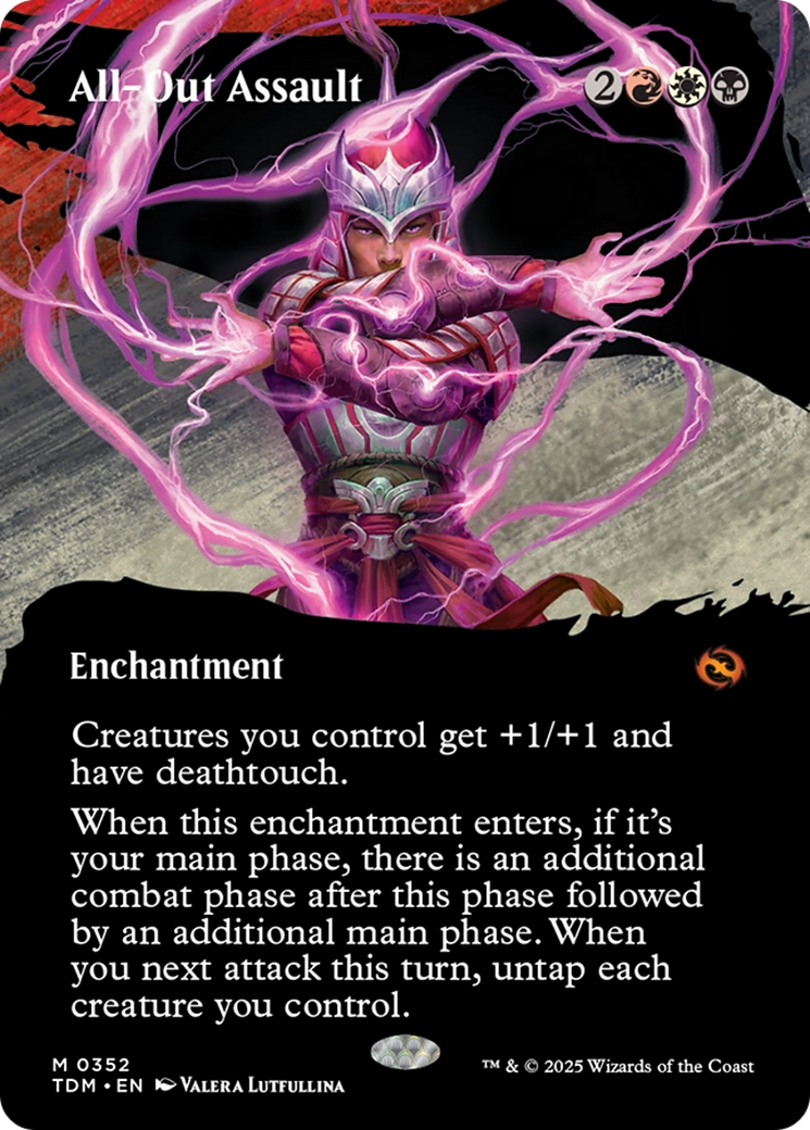 All-Out Assault (TDM-352) [Tarkir: Dragonstorm]: (Showcase, enchantment) (Borderless)