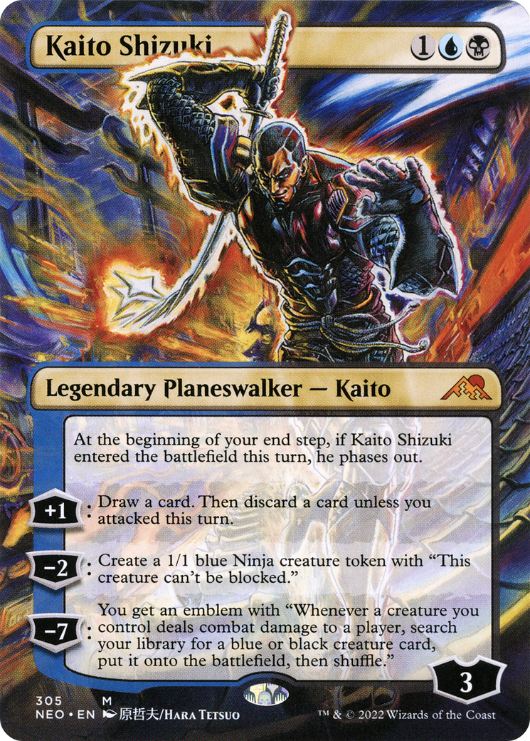 Kaito Shizuki (Borderless) (NEO-305) [Kamigawa: Neon Dynasty] Foil