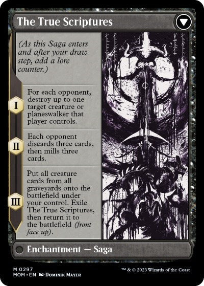 Sheoldred // The True Scriptures (MOM-297) [March of the Machine]: (Showcase) (Borderless) Foil