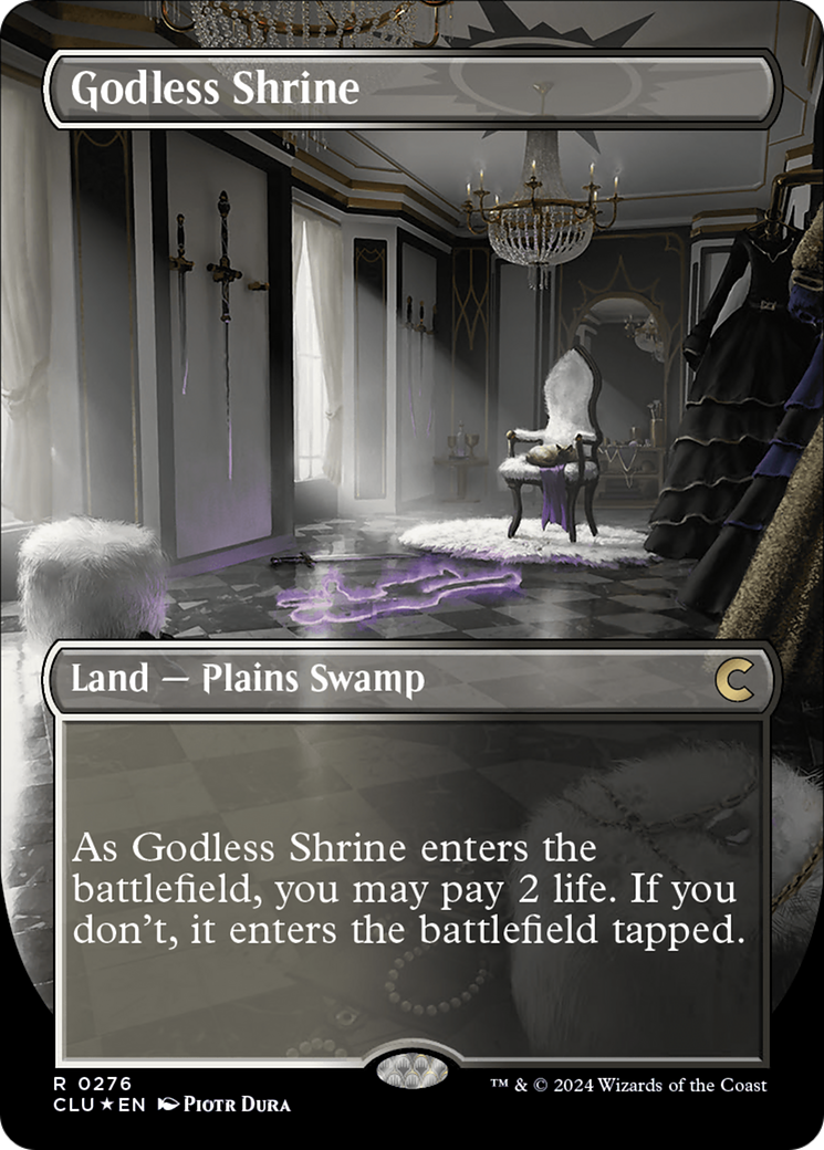 Godless Shrine (CLU-276) [Ravnica: Clue Edition] (Borderless) Foil