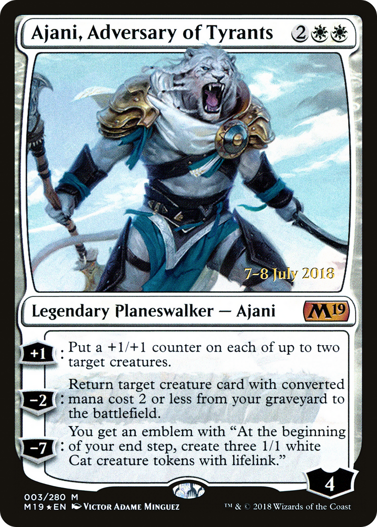 Ajani, Adversary of Tyrants (PRE-03S) [Core Set 2019 Promos] Foil
