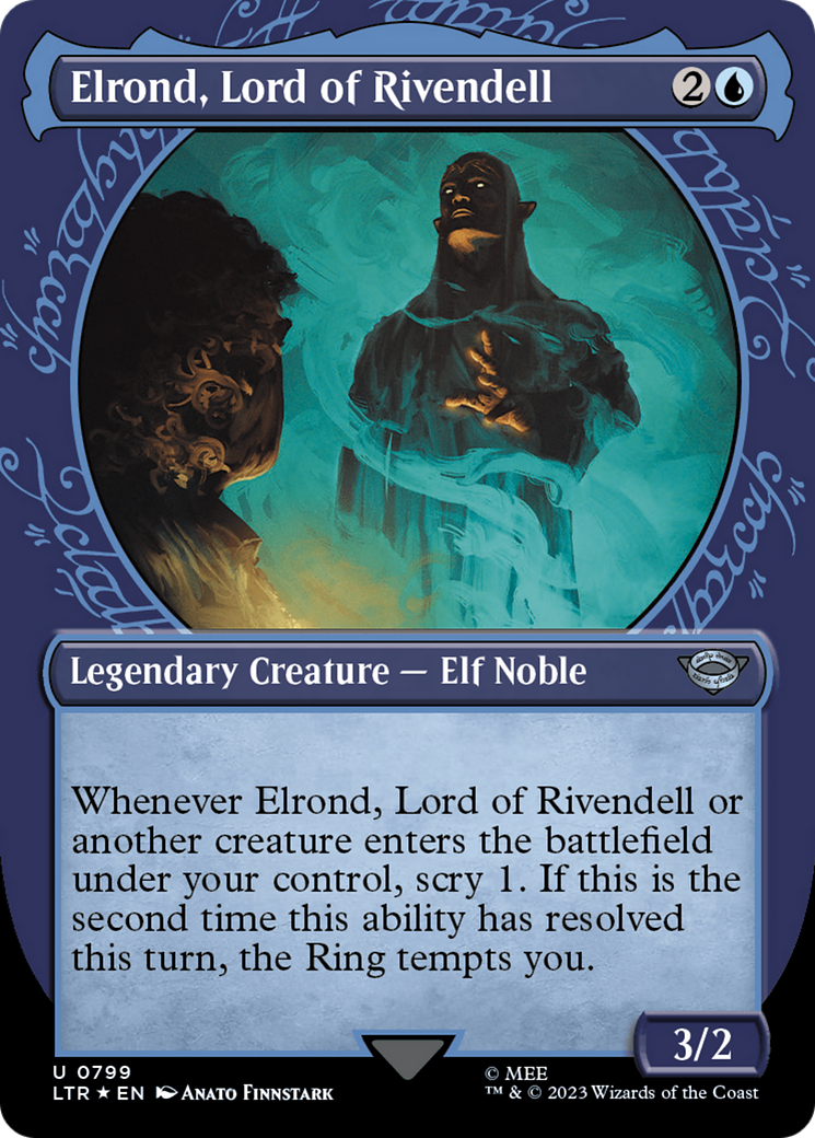 Elrond, Lord of Rivendell (LTR-799) [The Lord of the Rings: Tales of Middle-earth]: (Showcase) (Borderless) Foil