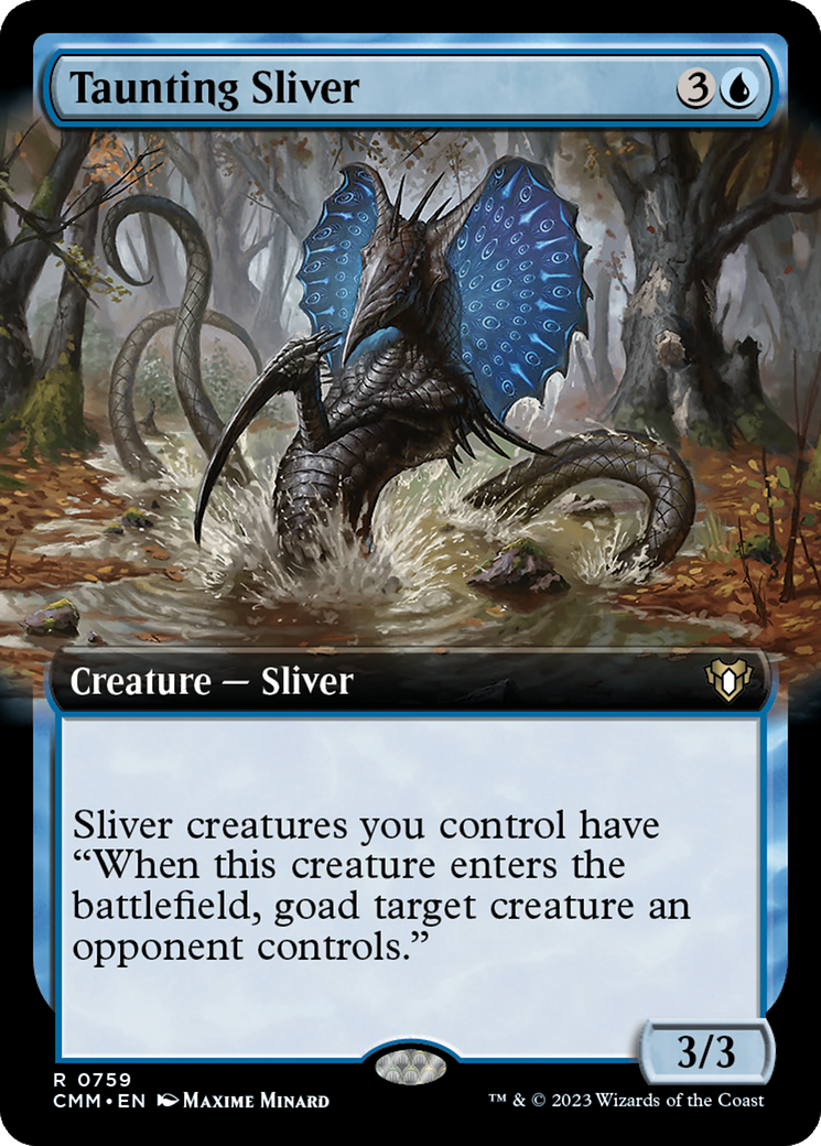 Taunting Sliver (CMM-759) [Commander Masters]: (Extended Art) Foil