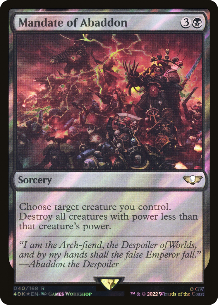Mandate of Abaddon (Surge Foil) (40K-040) [Warhammer 40,000 Commander] Foil