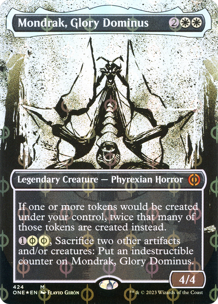 Mondrak, Glory Dominus (ONE-424) [Phyrexia: All Will Be One]: (Showcase) (Borderless) Foil