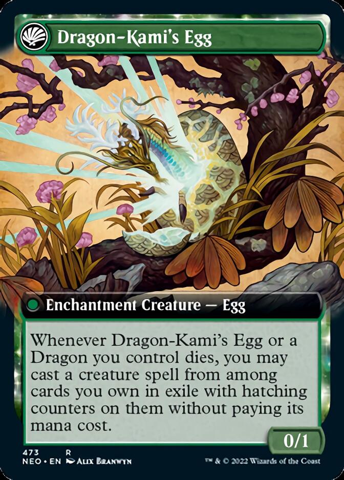 The Dragon-Kami Reborn // Dragon-Kami's Egg (NEO-473) [Kamigawa: Neon Dynasty]: (Extended Art, fandfc, enchantment) Foil