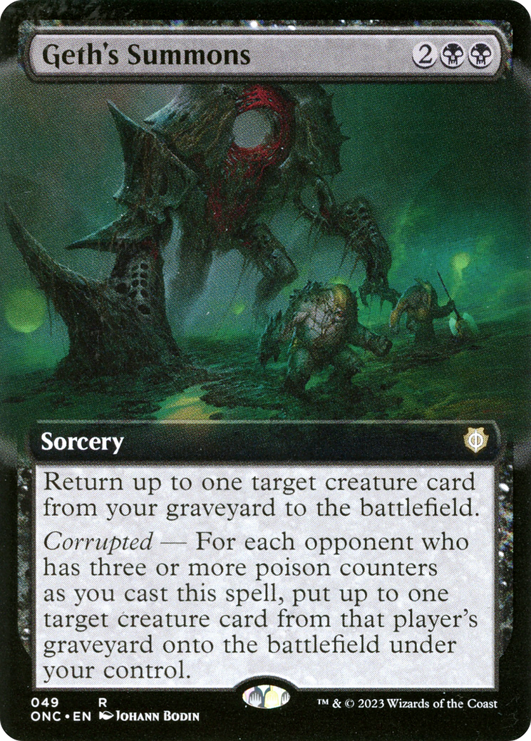 Geth's Summons (ONC-049) [Phyrexia: All Will Be One Commander]: (Extended Art) Foil