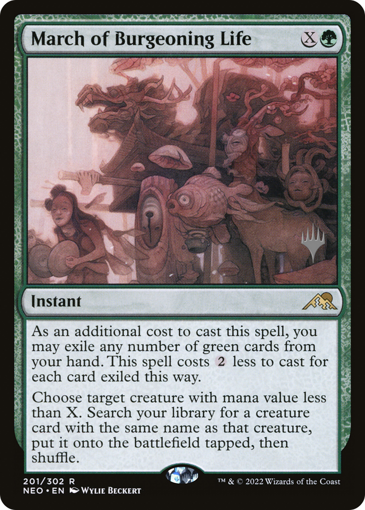 March of Burgeoning Life (PPNEO-201) [Promo Pack: Kamigawa: Neon Dynasty Promos]
