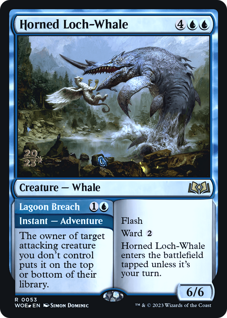 Horned Loch-Whale // Lagoon Breach (PRE-53S) [Wilds of Eldraine Promos] Foil