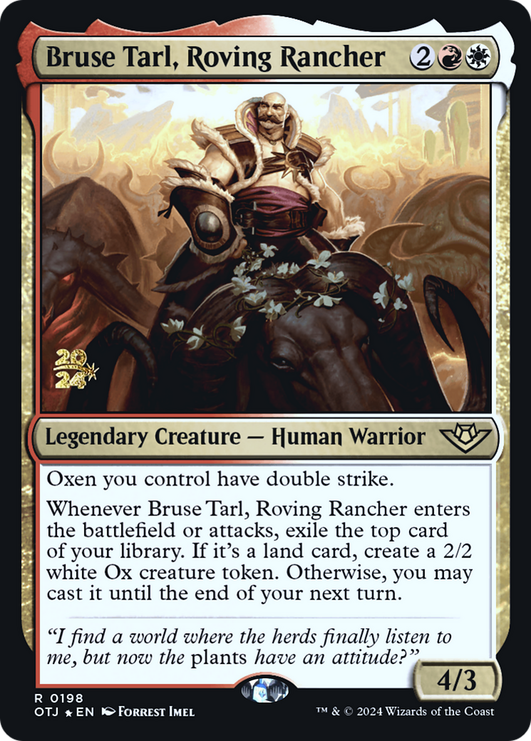 Bruse Tarl, Roving Rancher (PRE-198S) [Outlaws of Thunder Junction Promos] Foil