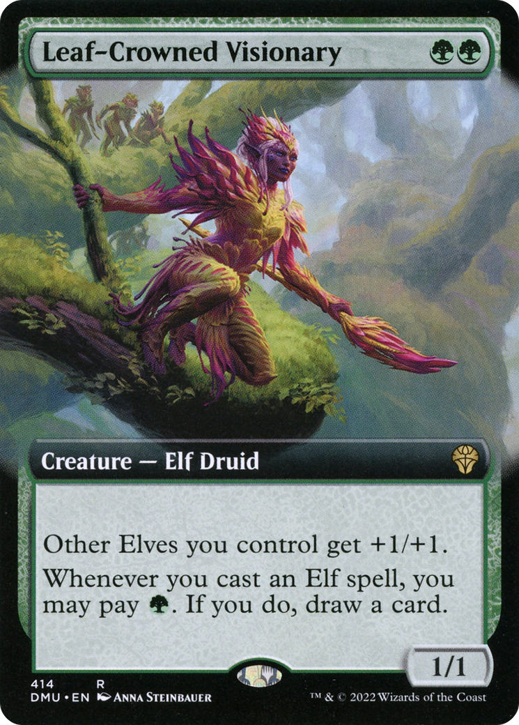 Leaf-Crowned Visionary (Extended Art) (DMU-414) [Dominaria United]