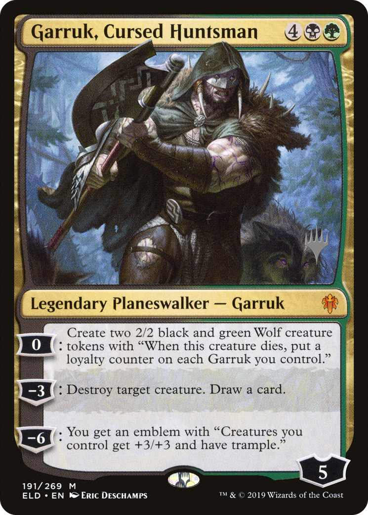 Garruk, Cursed Huntsman (PPELD-191P) [Throne of Eldraine Promos] Foil
