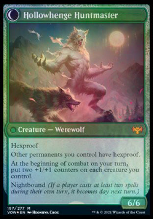 Avabruck Caretaker // Hollowhenge Huntmaster (PRE-187S) [Innistrad: Crimson Vow Promos]: (Double Faced Transform) Foil