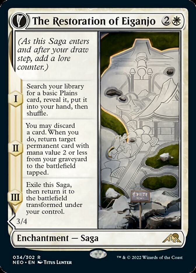 The Restoration of Eiganjo // Architect of Restoration (NEO-034) [Kamigawa: Neon Dynasty]: (fandfc, enchantment) Foil