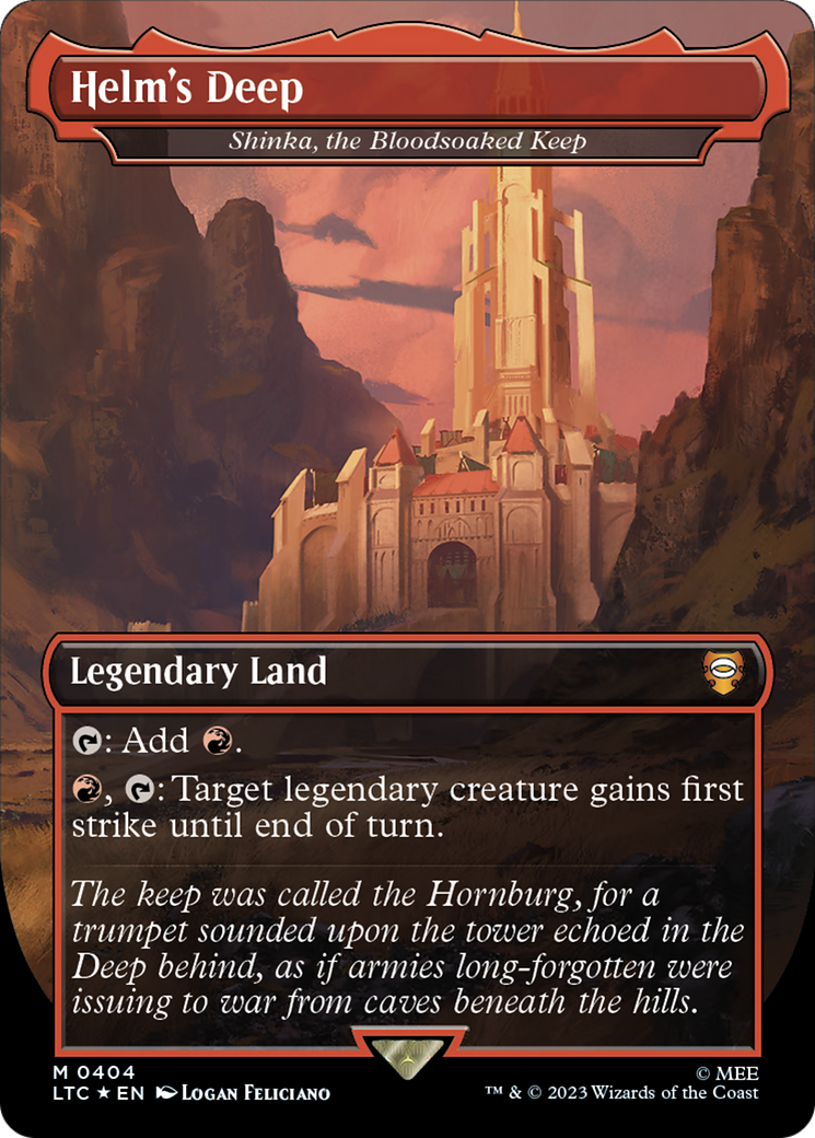 Helm's Deep - Shinka, the Bloodsoaked Keep (Surge Foil) (LTC-404) [Tales of Middle-earth Commander] / Helm's Deep (Borderless) Foil