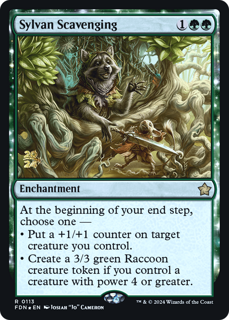 Sylvan Scavenging (PRE-113S) [Foundations Promos]: (enchantment) Foil