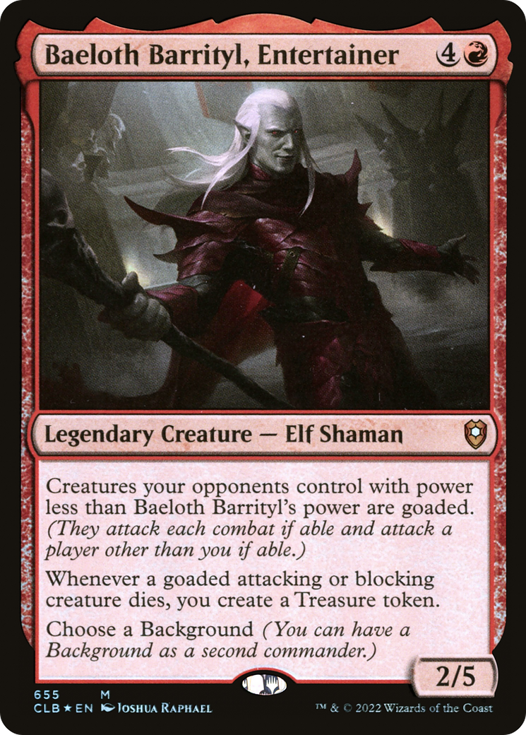 Baeloth Barrityl, Entertainer (CLB-655) [Commander Legends: Battle for Baldur's Gate] Foil