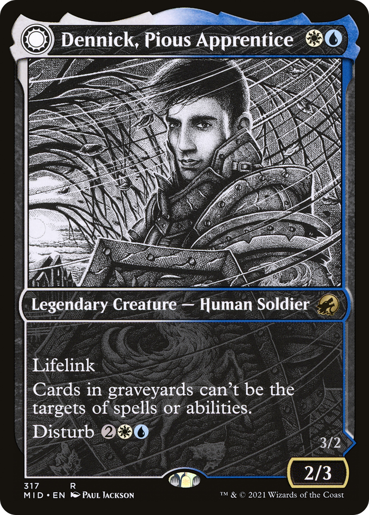 Dennick, Pious Apprentice // Dennick, Pious Apparition (MID-317) [Innistrad: Midnight Hunt]: (Showcase, Double Faced Transform) Foil