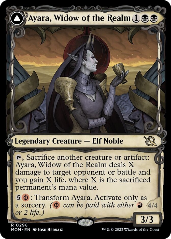 Ayara, Widow of the Realm // Ayara, Furnace Queen (MOM-296) [March of the Machine]: (Showcase) Foil