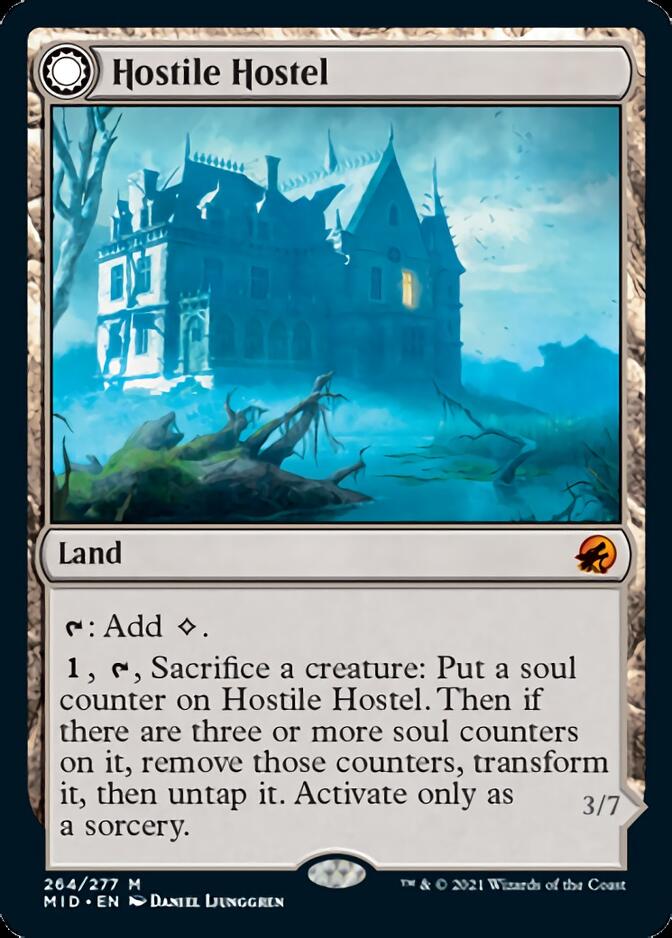 Hostile Hostel // Creeping Inn (MID-264) [Innistrad: Midnight Hunt]: (Double Faced Transform) Foil