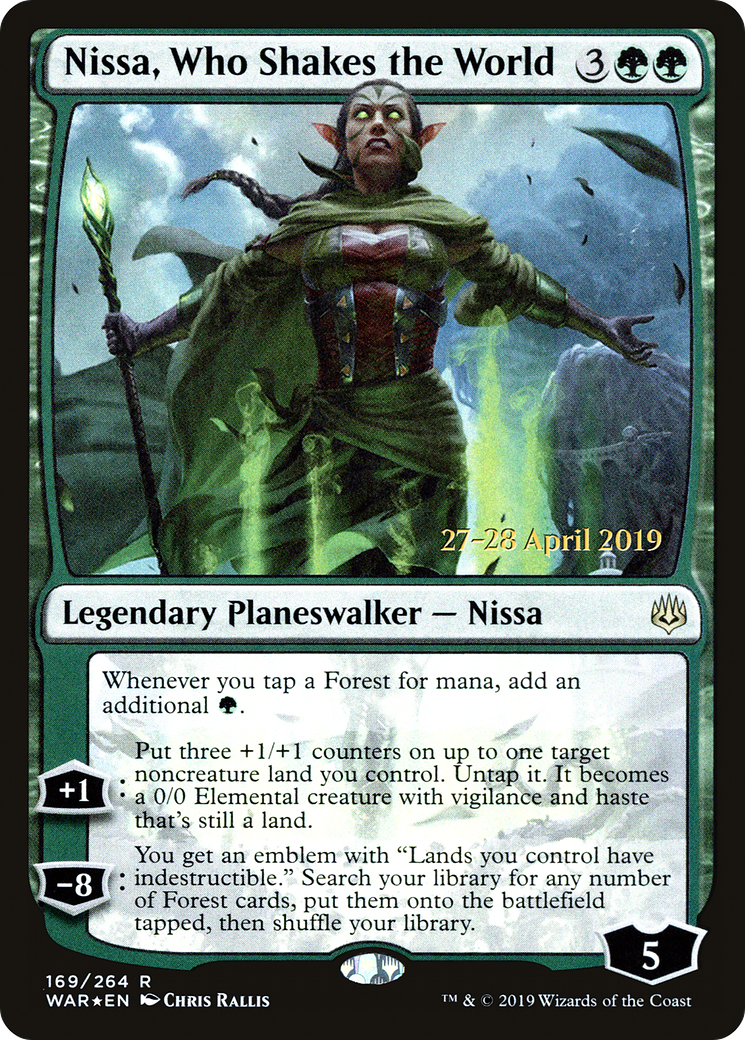 Nissa, Who Shakes the World (PRE-169S) [War of the Spark Promos] Foil