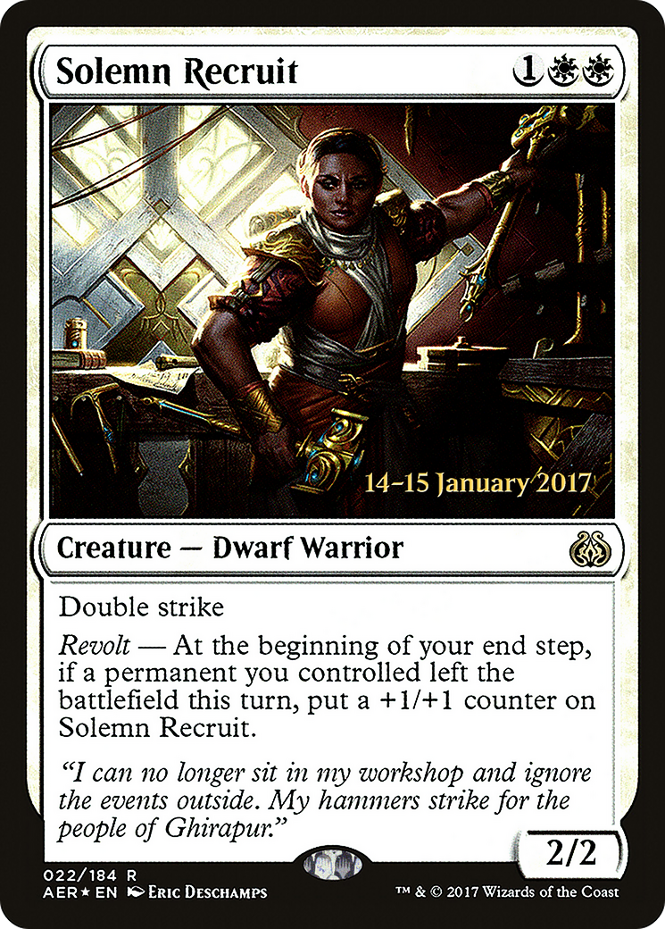 Solemn Recruit (PRE-22S) [Aether Revolt Promos] Foil