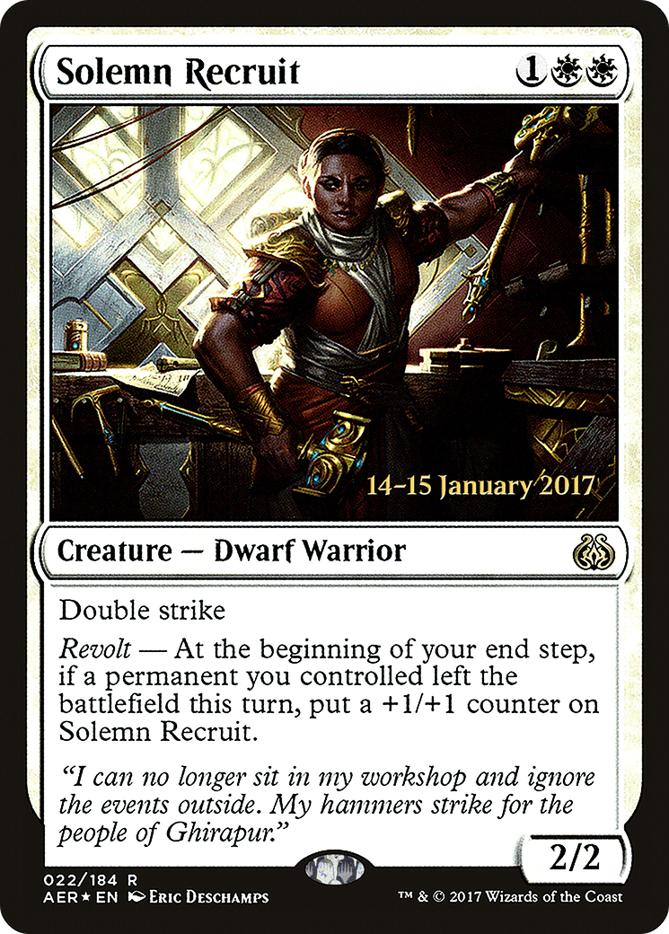Solemn Recruit (PRE-22S) [Aether Revolt Promos] Foil