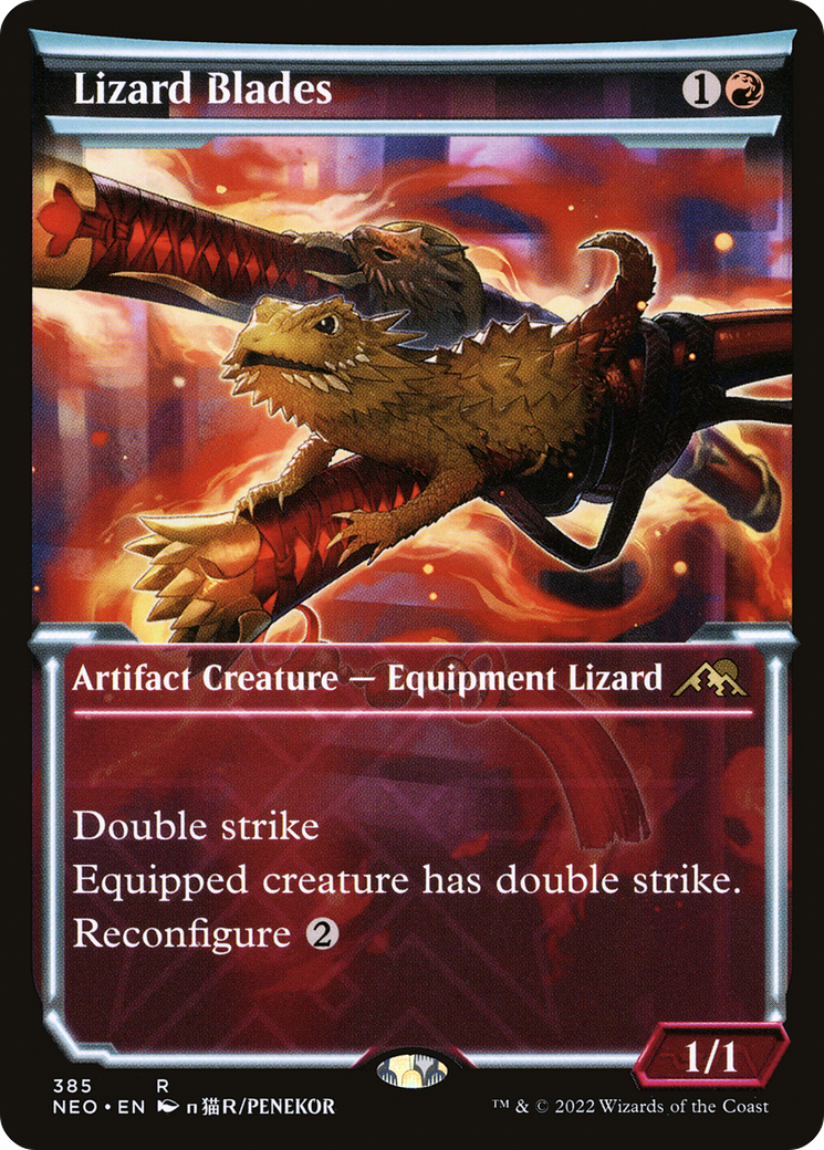 Lizard Blades (NEO-385) [Kamigawa: Neon Dynasty]: (Showcase) Foil